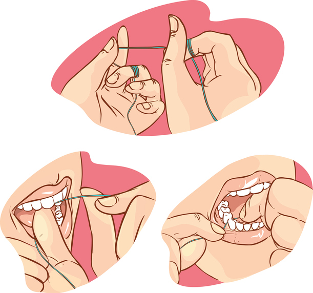 red background Vector illustration of a flossing